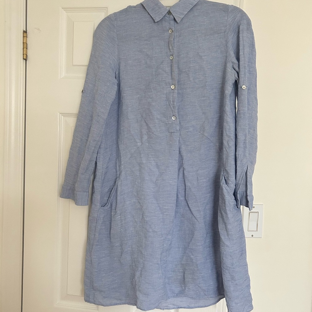 Blue Button-Up Women's Dress